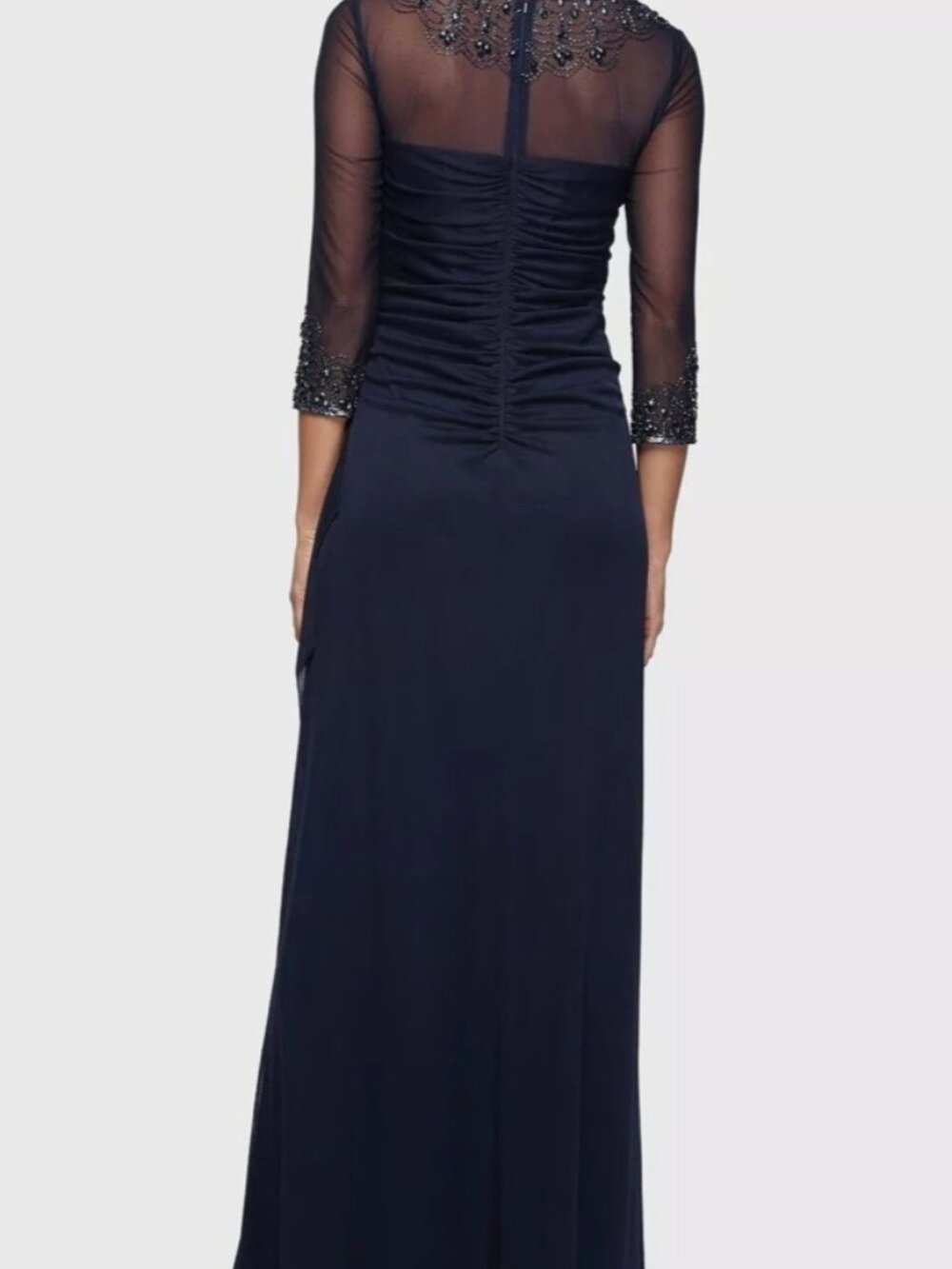 Alex Evenings Women's Sweetheart Beaded Mesh Gown, Dark Blue Navy, Size 12P - Picture 2 of 15